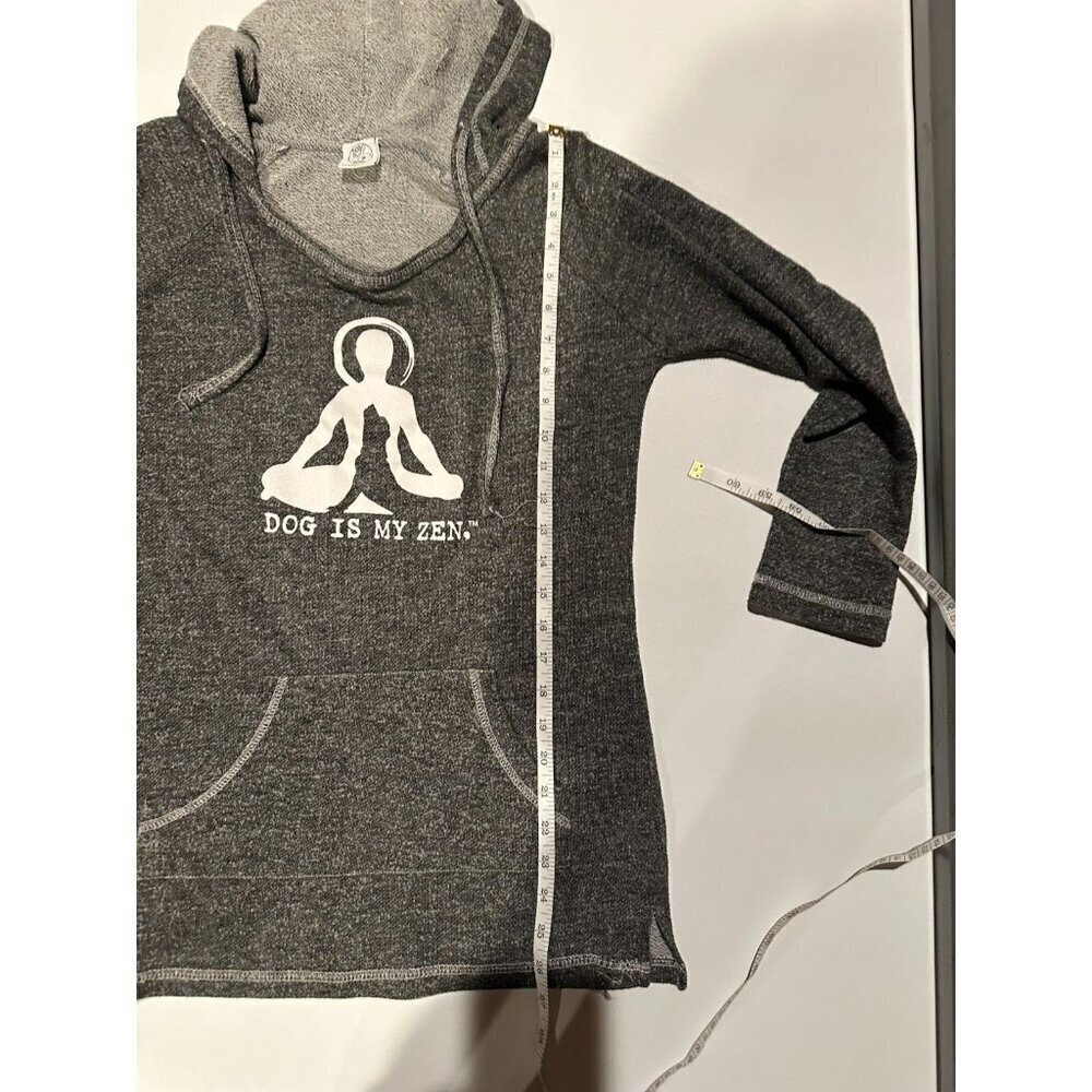 Dog is my Zen Gray Hoodie Shirt Women's Pocket Dog is Good Yoga Med T35 - Picture 5 of 6